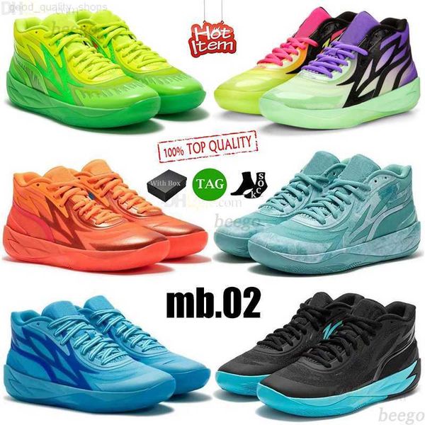 

morty lamelo ball mb 2 02 basketball shoes honeycomb phoenix phenom rick flare lunar jade blue man trainers sneakers, Black