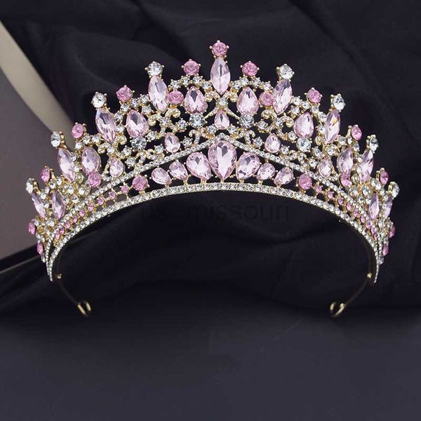 

other fashion accessories luxury pink crystal wedding crown royal queen tiaras headbands girls prom bridal headdress bride diadem hair jewel, Silver