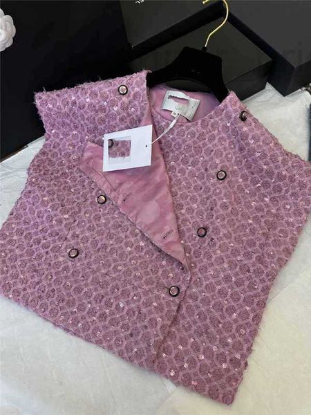 

women's vests designer 2023 summer new chic mountain camellia lining small flying sleeve sequins flower shorts vest coat uo1g, Black;white