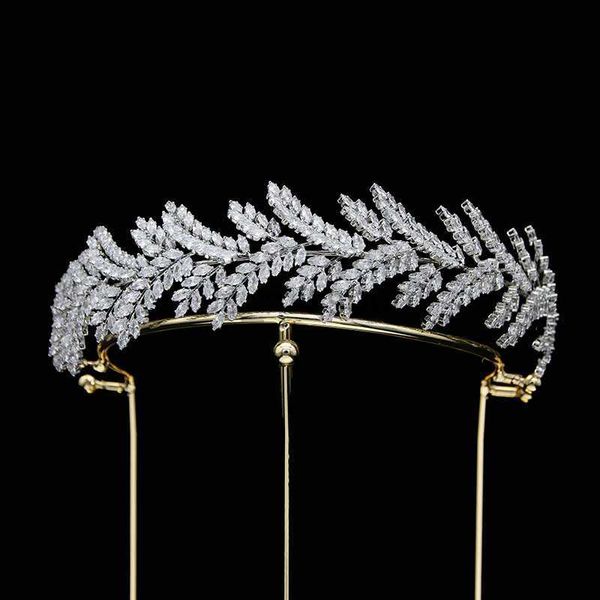 

other fashion accessories slbridal luxury full pave setting cubic zircon bridal tiara headband bridal bridesmaids crown cz hair accessories, Silver