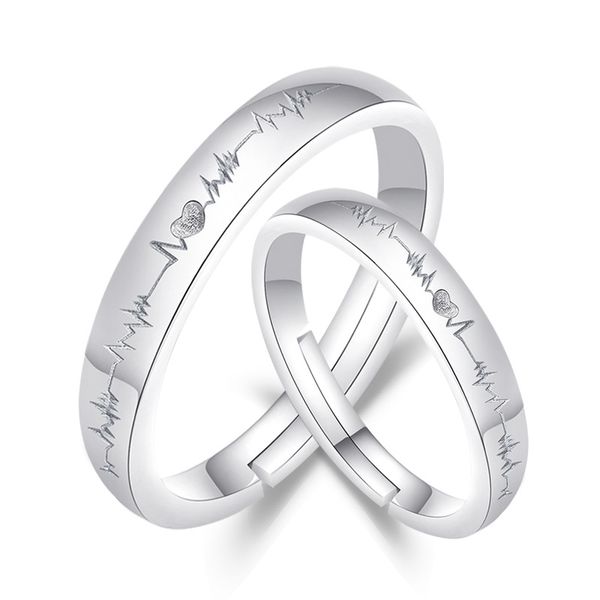 

selling ecg male and female couple opening rings, Silver