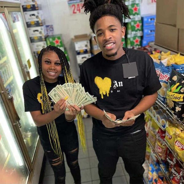 

american hip hop sweatshirt mens t shirt designer brand short sleeve tshirt womens loose pullover heart shaped letter printing tee cotton t-, White;black