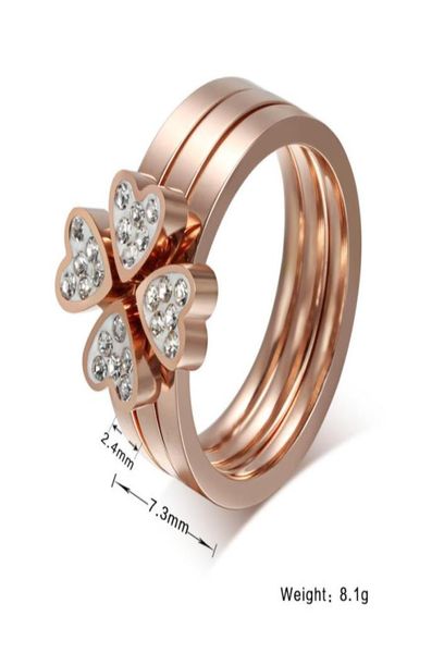 

fashion classic clover love set auger detachable threepiece suit rose gold plated ring holiday gifts 8164249, Silver