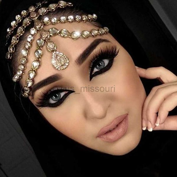 

other fashion accessories stonefans large crystal headpiece headband boho multilayer bridal wedding head chain rhinestone water drop forehea, Silver