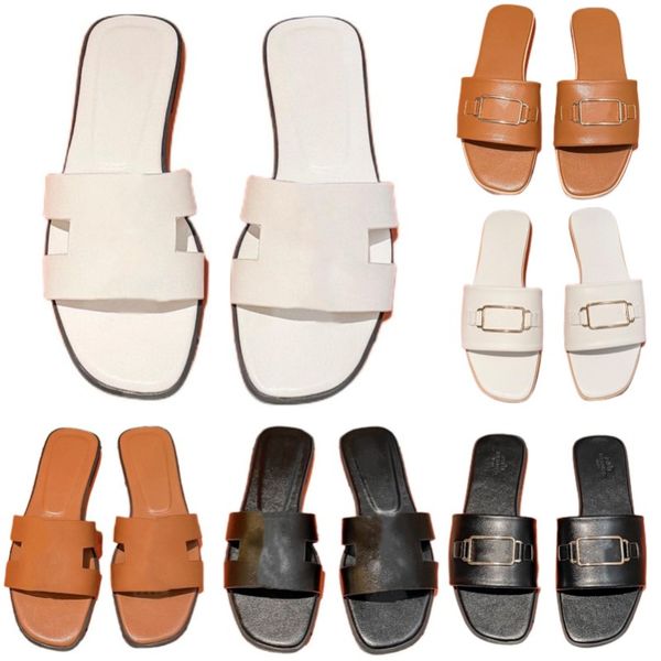 

slippers designer sandals womens beach slippers famous classic flat heel outdoor shoes summer fashion flip flops leather lady brand slides l, Black