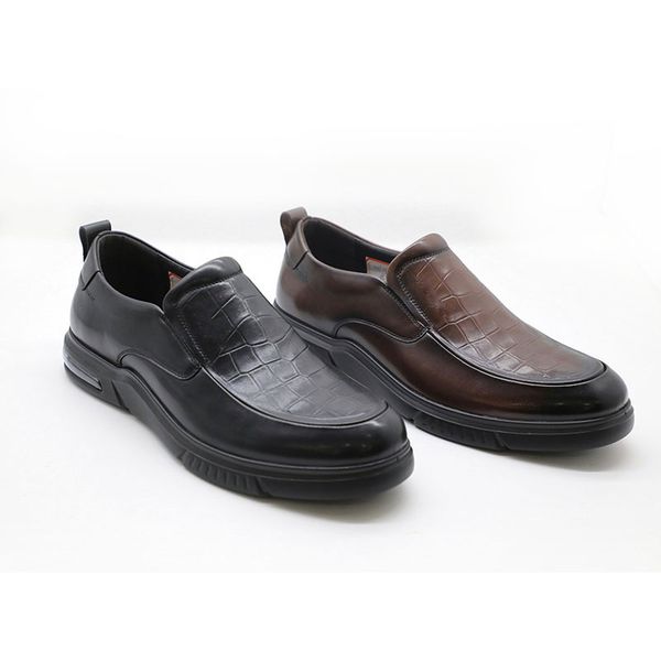 

men's shoes: four seasons british style cowhide low shoes one step business casual shoes thick soles wear-resistant men's leather, Black