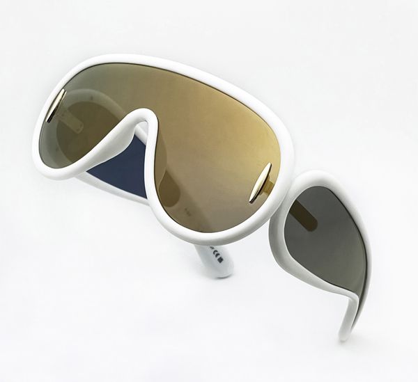 

designer fashion trendy 40108 mens women sunglasses mask type oversized acetate pilot shape glasses outdoor avant-garde style uv protection, White;black