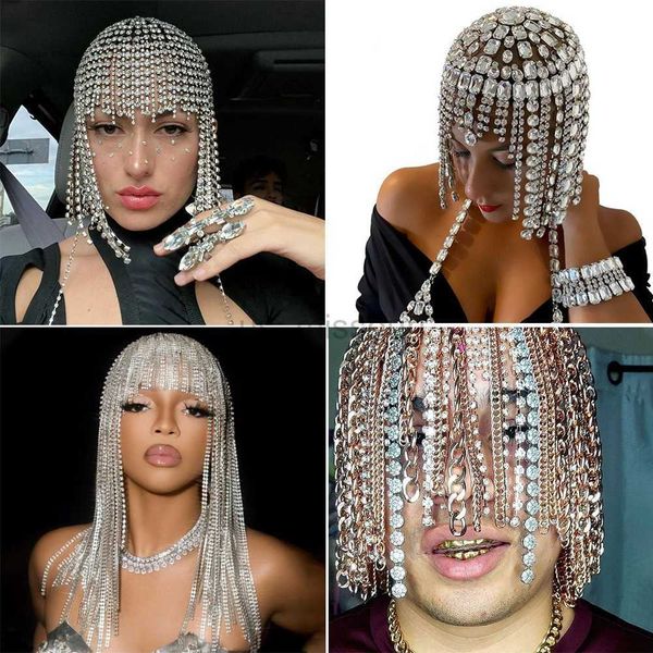 

other fashion accessories punk hiphop trendy rhinestone tassel hiar jewelry women personality sparkling unique exaggerate hair bands headdre, Silver