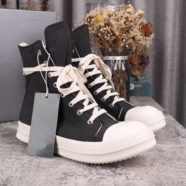 

canvas shoes casual shoes male sneakers women's high street rick men's black streetwear solid lace-up owens designer