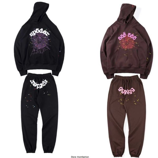

designer pullover spider sp5der hoodies young sweatshirts streetwear thug 555 angel hoody men women 11 web pullover hooded printing web tech, Black