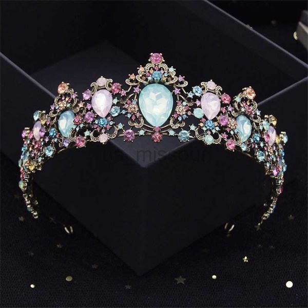 

other fashion accessories baroque vintage water drop crown headband princess colors tiaras bride headdress queen bridal diadem wedding hair, Silver