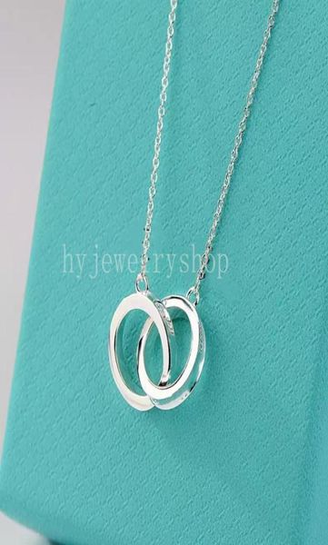 

t designer two ring pendant necklace bracelet stud earrings women luxury brand jewelry classic fashion 925 sterlling silver rose g5448593
