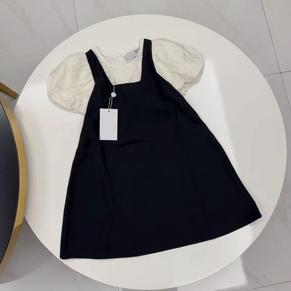 

girls dress girls clothes girl skirt baby clothes printed pearl strap design summer fasion dresses luxury brand black, White