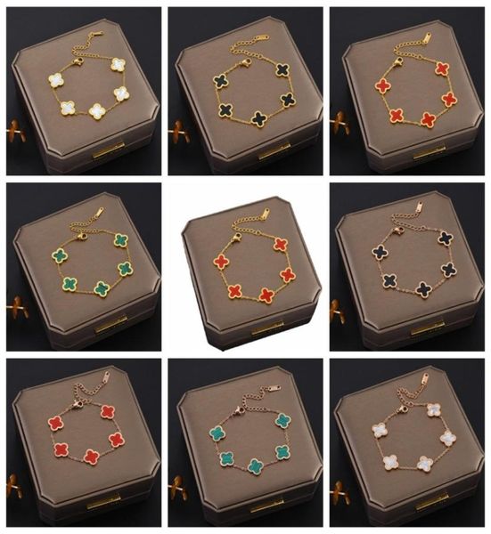 

luxury 18k rose gold plated clover charm bracelet for women gift jewelry7236365, Golden;silver