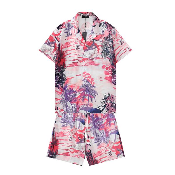 

23 crime summer fashion mens tracksuits hawaii beach pants set designer shirts printing leisure shirt man slim fit the board of directors sh, Gray