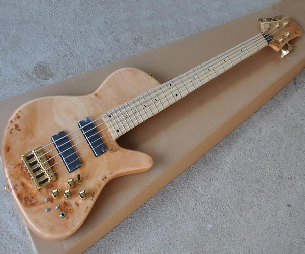 

5 strings natural wood color electric bass with bark grain veneermaple fingerboard with 24 fretscan be customized8266338