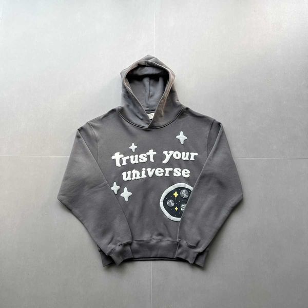 

recommend broken planet hooded sweater men's women's couple casual street fashion letter foam printing bpm cotton, Black