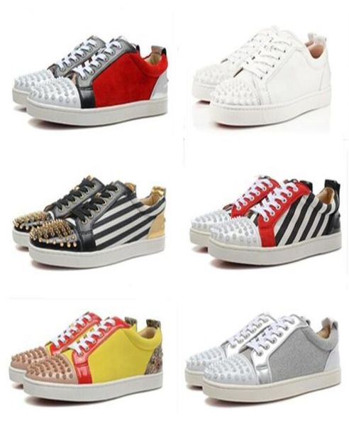 

2021 men and women dress shoes fashion stitching printing low cut suede spike for party wedding leather sneakers 36469057273, Black