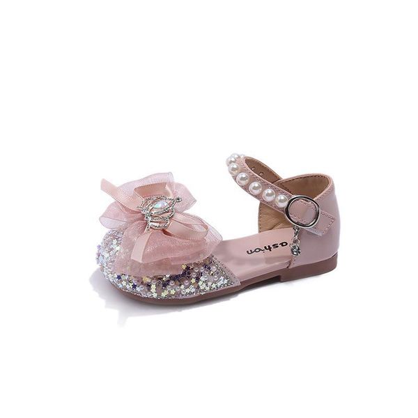 

sandals baby shoes children footwear girls head spring summer bowknot lace princess moccasins leather f11417, Black;red