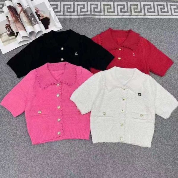 

women's sweaters designer fashion knitted sweater sweaters cardigan slim short sleeve t shirt lapel womens clothing obmx, White;black