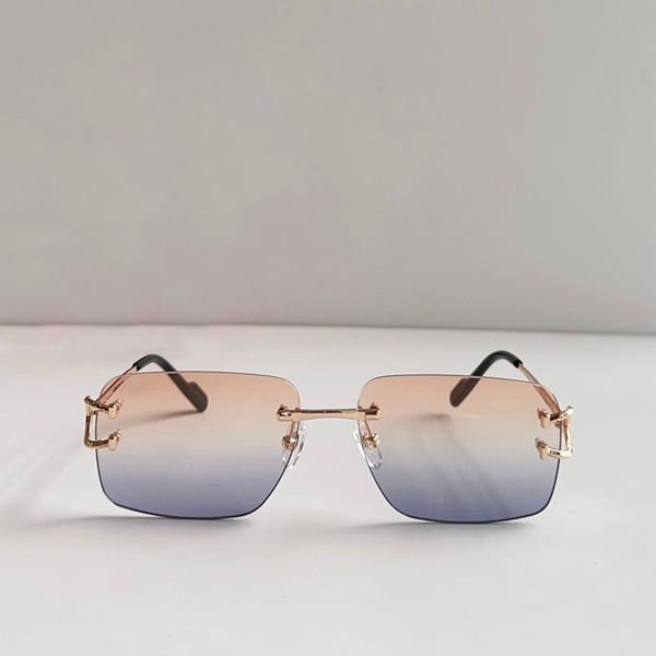 

gold rimless sunglasses orange to blue gradient men summer designer sunglasses sunnies gafas de sol sonnenbrille shades uv400 eyewear with b, White;black
