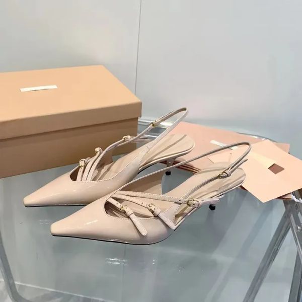 

casual shoes sandals 2023 designer luxury pure color high heels sandals womens leather shoes ladys stiletto hollow open toe one-line buckle, Black
