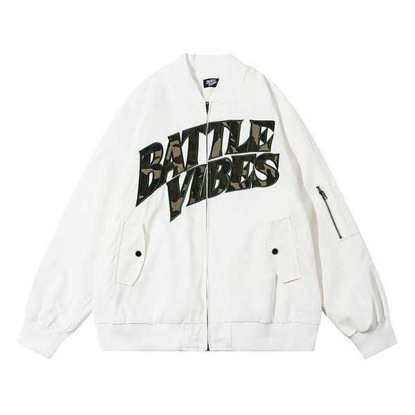 

high street camo letter embroidery functional style baseball suit men's fashion loose fit flying suit jacket, Black;brown
