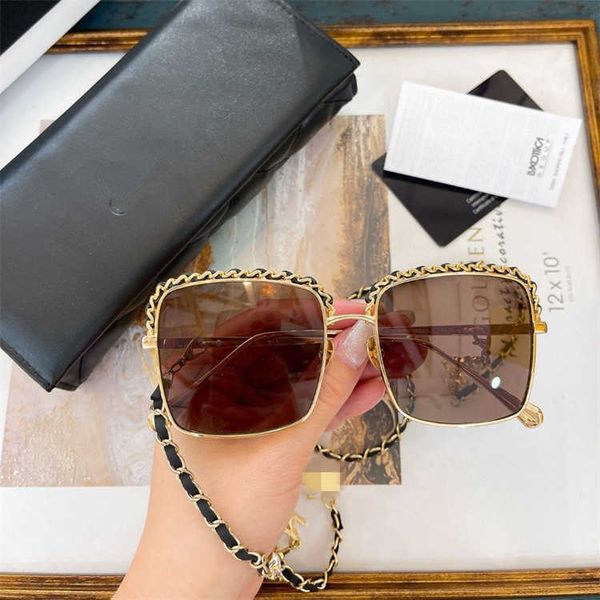 

fashion designer brand cool sunglasses luxury super double c female star net red ins same leather chain ch2206 with logo box, White;black