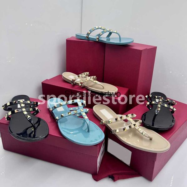 

new woman summer sandals rivets big bowknot flip flops beach sandalias femininas flat jelly designer sandals '', Black