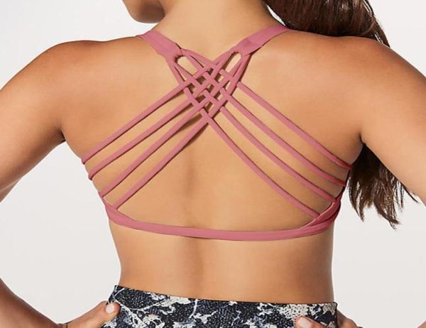 

yoga doublesided nylon new sports bra cross back lu yoga women underwears shockproof running fitness lu bra workout gym clot4759597, White;red