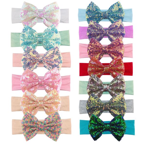 

sequin headband colorful baby hair band bow headbands girl fashion headwear, Silver
