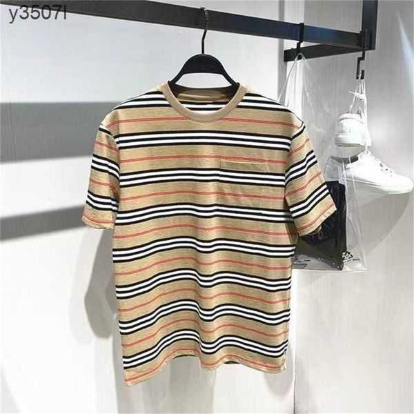 

2022 summer mens designer grid stripe t shirt casual man womens tees with letters print short sleeves sell luxury men hip hop clothes ubcy, White;black