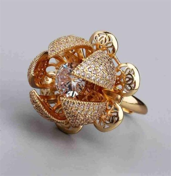 

2021 new fashion personalized diamond set rose opening ring adjustable6774536