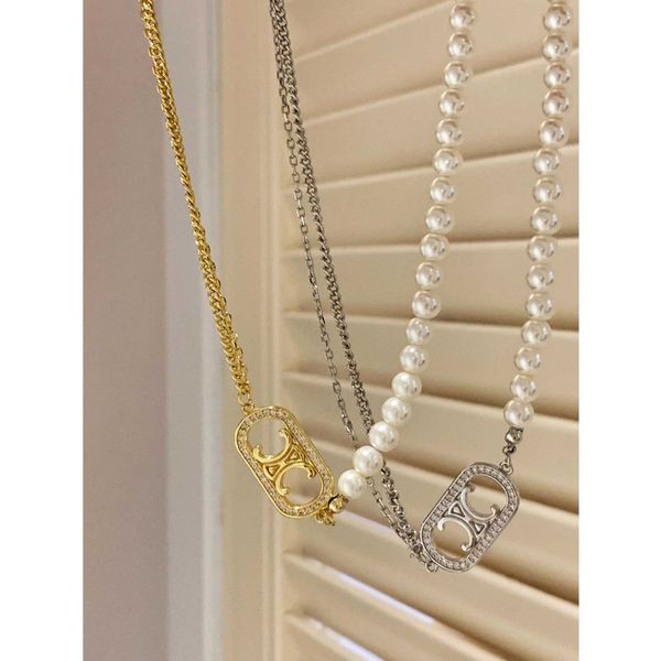 

23 new design for a small audience soft gold silver triumphal arch pearl necklace women's light luxury fashion clavicle chain