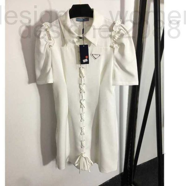 

basic & casual dresses designer women brand shirt dress lace-up design letter lapel short-sleeved summer womens clothes yjx8 3h59, Black;gray