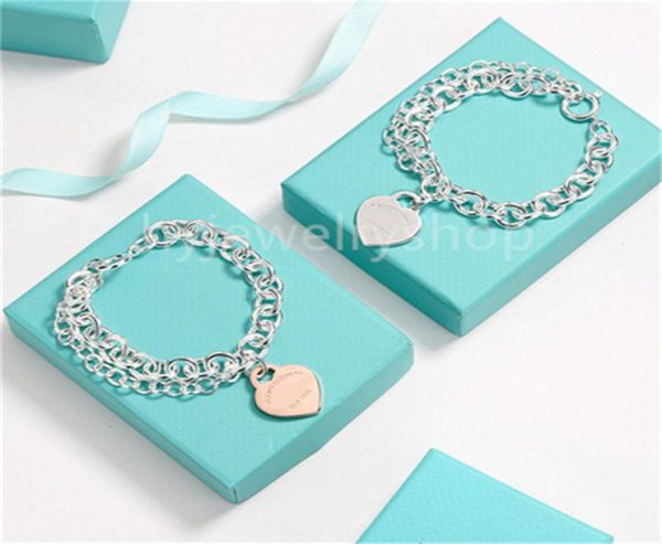 

t designer heart tag pendant chain bracelet necklace stud earrings ring 925 sterlling silver jewelry rose gold 18k gold classic fa4177112, Black
