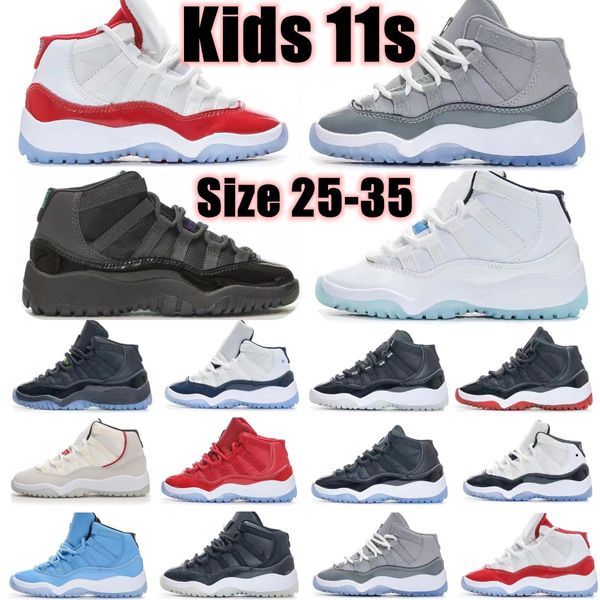 

11s jumpman cherry 11 kids shoes unc xi toddlers boys girls basketball children youth mid sneaker military grey black trainers big kid boy s
