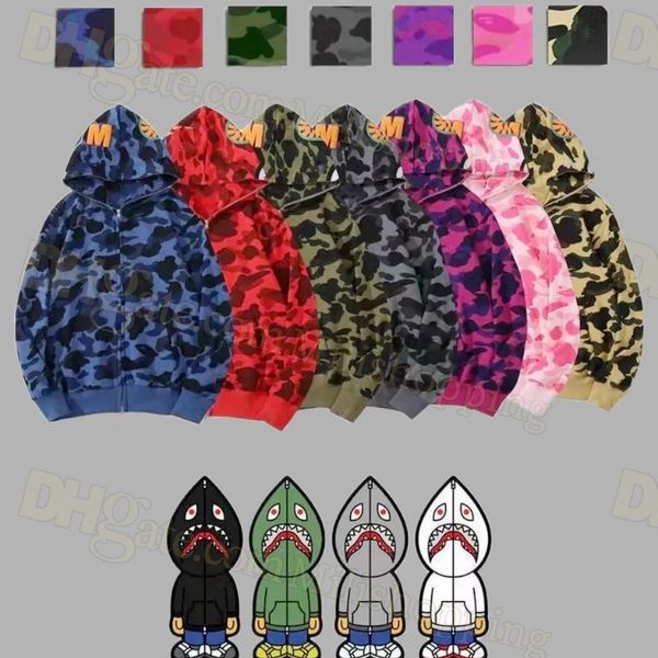 

mens designer hoodie full zip up shark hoodies for woman black camouflage jacket blue hoody hooded sweatshirt man womens sweater long sleeve
