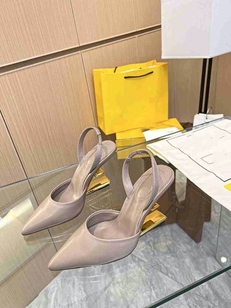 

designer luxury dress shoes high-heeled chunky pumps genuine leather fashion shoes women's f first sandal f heel sling back sandals siz, Black