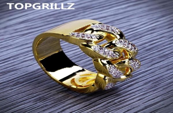 

band rings rillz hip hop rock bling jewelry all iced out micro pave cubic zirconia cuban chain for mengift 2211095719554, Silver