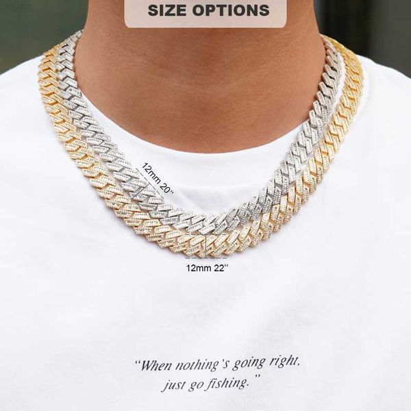 

iced out vvs moissanite diamond pass test rapper 14k gold plated 925 silver cuban link chains