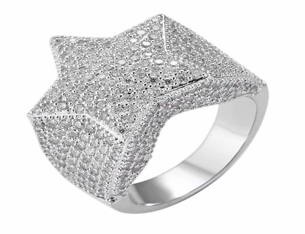 

missivy 2021 men039s star ring 18 k copper charm gold color full zircon ring fashion hip hop rock jewelry drop3170433, Silver
