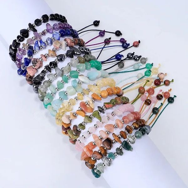 

natural gemstone bead bracelets for men women crystal healing irregular stone beads bracelet stretch relief reiki yoga bracelet, Golden;silver