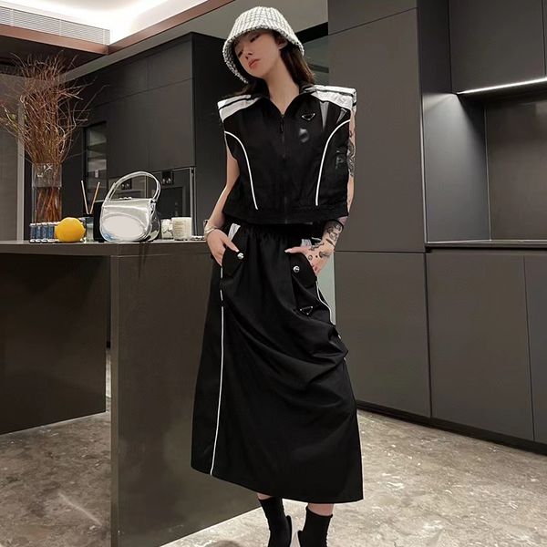 

sleeveless vest dresses womens black dress suit set summer breathable jacket dress personality skirts