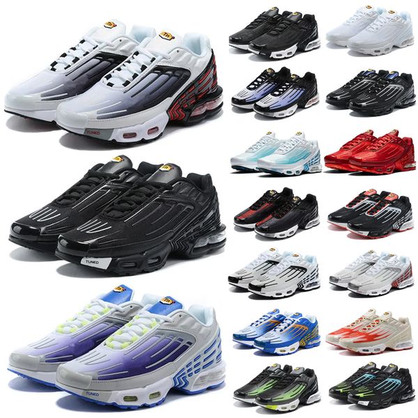 

tn plus 3 tuned iii mens sports shoes laser blue white leather obsidian hyper violet deep wolf grey ghost green tns requin triple black trai