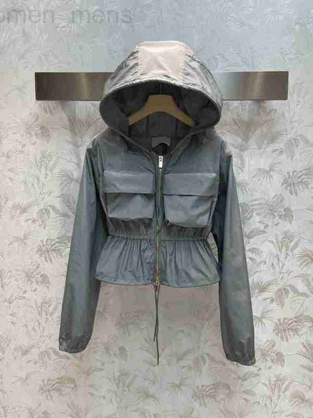 

women's jackets designer spring summer big pocket hoodie jacket waterproof windproof loose coats long sleeve patchwork luxury casual 20, Black;brown