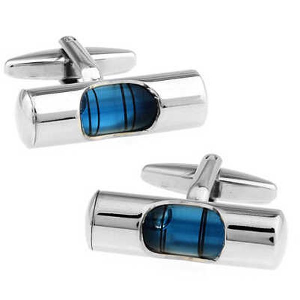 

cuff links c-man luxury shirt blue level gauge men's brand cufflinks silver abotoaduras jewelry g220525