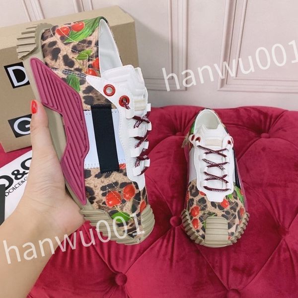

new luxury fashion womens mens casual shoes desiner genuine leather platform lace up sneakers runway running walking shoes, Black