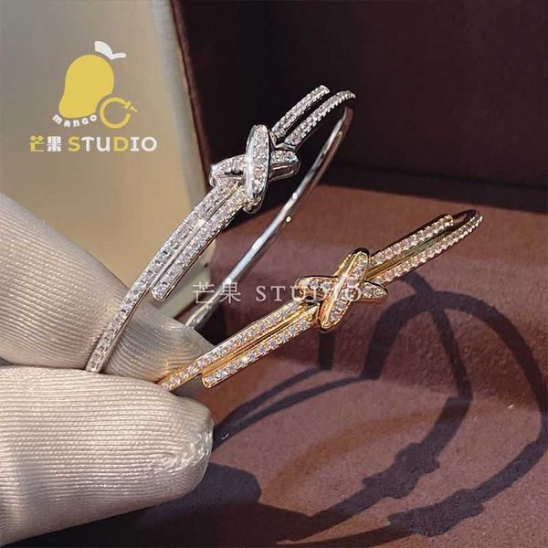 

factory designer t bangle 18k tie bracelet 2 point mosan fashion simple bracelet rose gold luxury temperament bracelet women's trend hq, Black