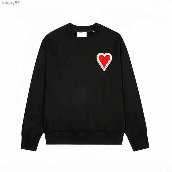 

hoodie male and female designers amis paris hooded highs quality sweater embroidered red love 2023ss spring round neck jumper couple sweatsh, Black